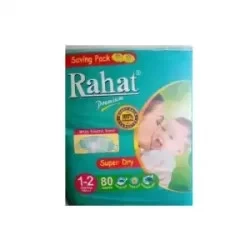 Rahat Diapers (S), Premium Quality Pack of 80, Super Dry Savings Pack, Size 1-2