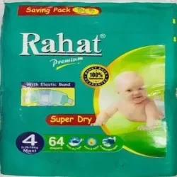 Rahat Diapers (L), Premium Quality Pack of 64, Super Dry Savings Pack, Size 4