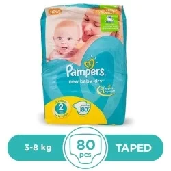 Pampers Taped 3 To 8kg - 80Pcs