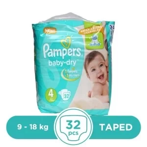 Pampers Taped 9 To 18kg - 32Pcs